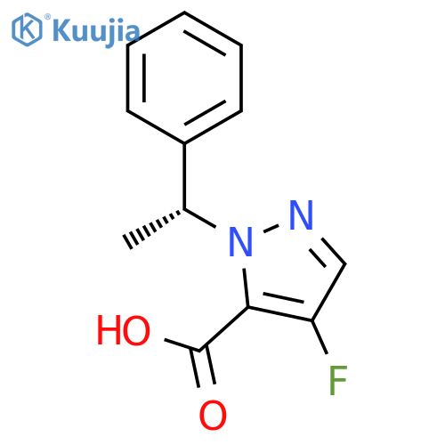 4-fluoro-2-[(1R)-1-phenylethyl]pyrazole-3-carboxylic acid structure