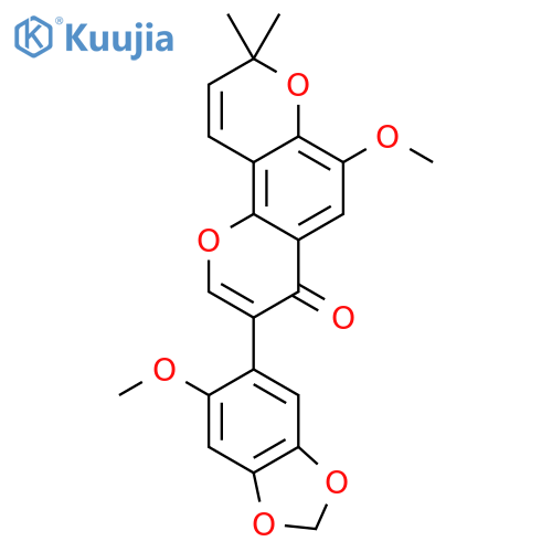 4H,8H-Benzo[1,2-b:3,4-b']dipyran-4-one,6-methoxy-3-(6-methoxy-1,3-benzodioxol-5-yl)-8,8-dimethyl- structure
