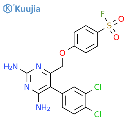 4-((2,6-Diamino-5-(3,4-dichlorophenyl)pyrimidin-4-yl)methoxy)benzene-1-sulfonyl fluoride structure