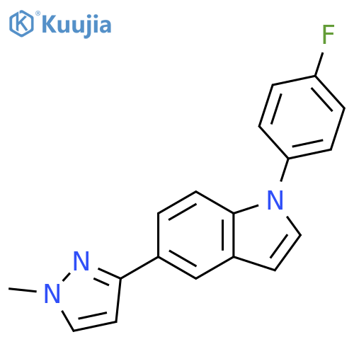 1H-Indole, 1-(4-fluorophenyl)-5-(1-methyl-1H-pyrazol-3-yl)- structure