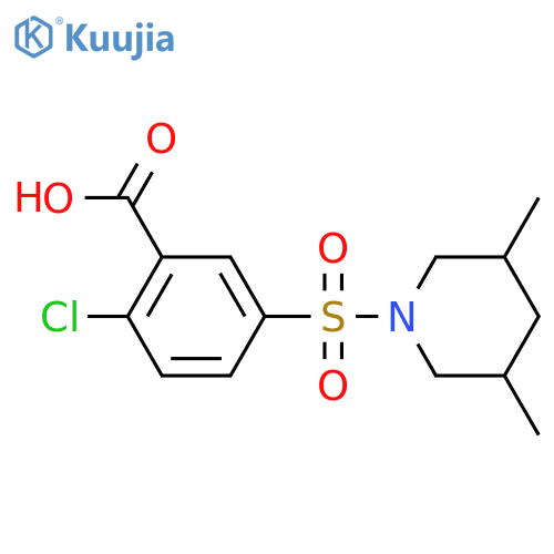 2-chloro-5-(3,5-dimethylpiperidin-1-yl)sulfonylbenzoic acid structure