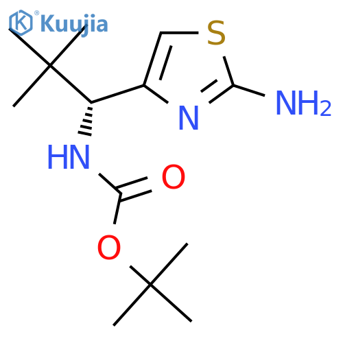 tert-butyl N-(1R)-1-(2-amino-1,3-thiazol-4-yl)-2,2-dimethylpropylcarbamate structure