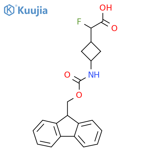 2-fluoro-2-(1s,3s)-3-({(9H-fluoren-9-yl)methoxycarbonyl}amino)cyclobutylacetic acid structure
