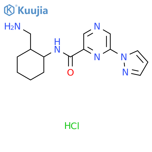 N-2-(aminomethyl)cyclohexyl-6-(1H-pyrazol-1-yl)pyrazine-2-carboxamide hydrochloride structure