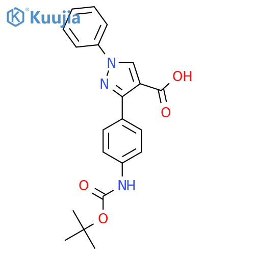 3-(4-{[(tert-butoxy)carbonyl]amino}phenyl)-1-phenyl-1H-pyrazole-4-carboxylic acid structure