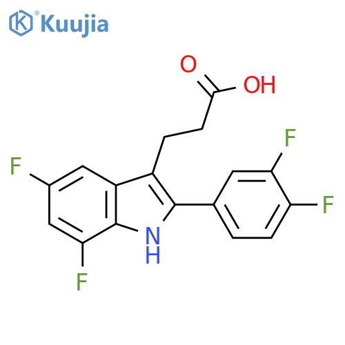 3-[2-(3,4-difluorophenyl)-5,7-difluoro-1H-indol-3-yl]propanoic acid structure