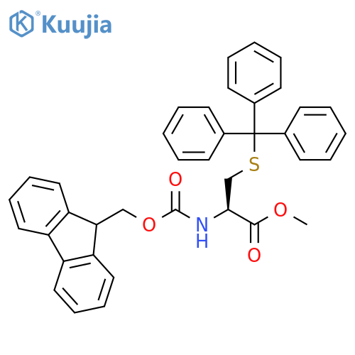 L-Cysteine, N-[(9H-fluoren-9-ylmethoxy)carbonyl]-S-(triphenylmethyl)-,methyl ester structure