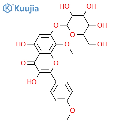 4H-1-Benzopyran-4-one,7-(b-D-glucopyranosyloxy)-3,5-dihydroxy-8-methoxy-2-(4-methoxyphenyl)- structure