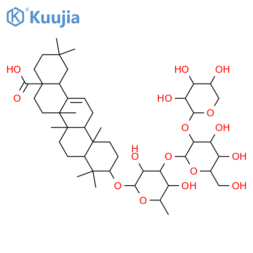Olean-12-en-28-oicacid, 3-[(O-b-D-xylopyranosyl-(1&reg;2)-O-a-D-glucofuranosyl-(1&reg;3)-6-deoxy-a-L-mannopyranosyl)oxy]-, (3b)- (9CI) structure
