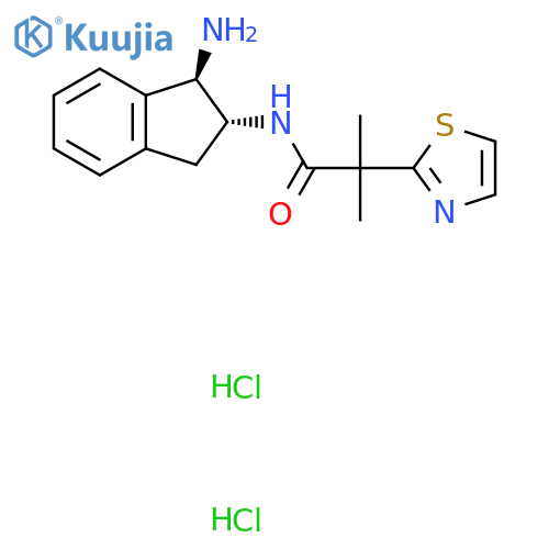 N-(1R,2R)-1-amino-2,3-dihydro-1H-inden-2-yl-2-methyl-2-(1,3-thiazol-2-yl)propanamide dihydrochloride structure