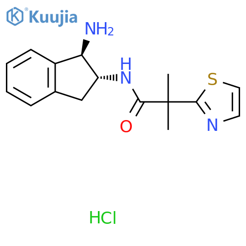 N-[(1R,2R)-1-amino-2,3-dihydro-1H-inden-2-yl]-2-methyl-2-(1,3-thiazol-2-yl)propanamide hydrochloride structure