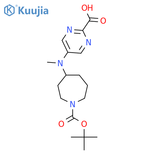 5-({1-[(Tert-butoxy)carbonyl]azepan-4-yl}(methyl)amino)pyrimidine-2-carboxylic acid structure