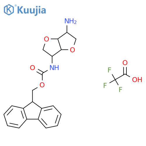 (9H-fluoren-9-yl)methyl N-{6-amino-hexahydrofuro3,2-bfuran-3-yl}carbamate, trifluoroacetic acid structure