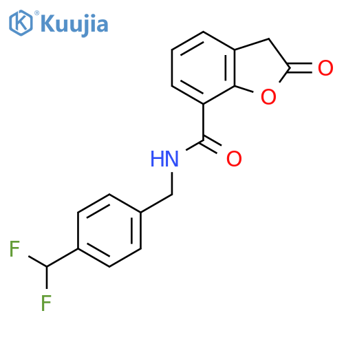 N-{4-(difluoromethyl)phenylmethyl}-2-oxo-2,3-dihydro-1-benzofuran-7-carboxamide structure