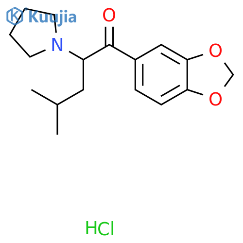 1-(1,3-Benzodioxol-5-yl)-4-methyl-2-(1-pyrrolidinyl)-1-pentanone, monohydrochloride structure