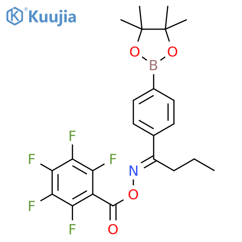 (1E)-1-[4-(4,4,5,5-Tetramethyl-1,3,2-dioxaborolan-2-yl)phenyl]-1-butanone O-(2,3,4,5,6-pentafluorobenzoyl)oxime structure