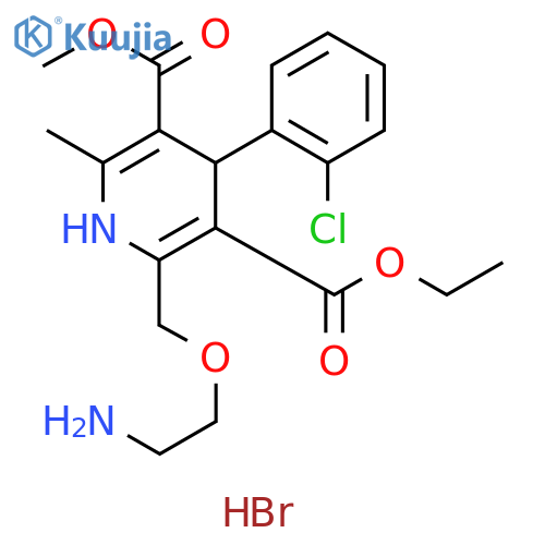 3,5-Pyridinedicarboxylic acid, 2-[(2-aminoethoxy)methyl]-4-(2-chlorophenyl)-1,4-dihydro-6-methyl-, 3-ethyl 5-methyl ester, hydrobromide (1:1) structure