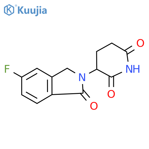 3-(5-fluoro-1-oxo-2,3-dihydro-1H-isoindol-2-yl)piperidine-2,6-dione structure