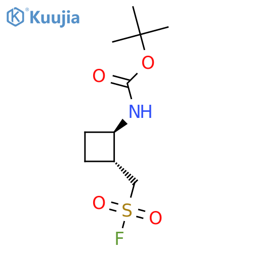 rac-tert-butyl N-(1R,2R)-2-(fluorosulfonyl)methylcyclobutylcarbamate, trans structure