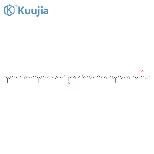 1-O-methyl 20-O-[(2E,6E,10E)-3,7,11,15-tetramethylhexadeca-2,6,10,14-tetraenyl] (2E,4E,6E,8E,10E,12E,14E,16E,18E)-4,8,13,17-tetramethylicosa-2,4,6,8,10,12,14,16,18-nonaenedioate structure