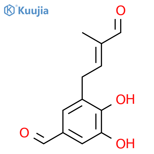 3,4-dihydroxy-5-[(e)-3-methyl-4-oxobut-2-enyl]benzaldehyde structure
