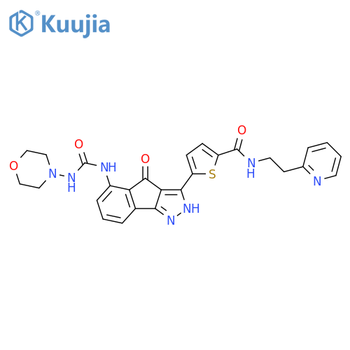 2-Thiophenecarboxamide,5-[2,4-dihydro-5-[[(4-morpholinylamino)carbonyl]amino]-4-oxoindeno[1,2-c]pyrazol-3-yl]-N-[2-(2-pyridinyl)ethyl]- structure