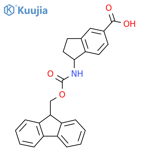 1-(9H-Fluoren-9-ylmethoxycarbonylamino)-2,3-dihydro-1H-indene-5-carboxylic acid structure