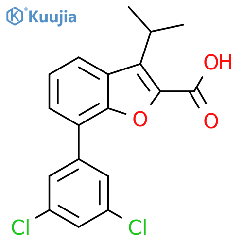 7-(3,5-dichlorophenyl)-3-isopropyl-benzofuran-2-carboxylic acid structure