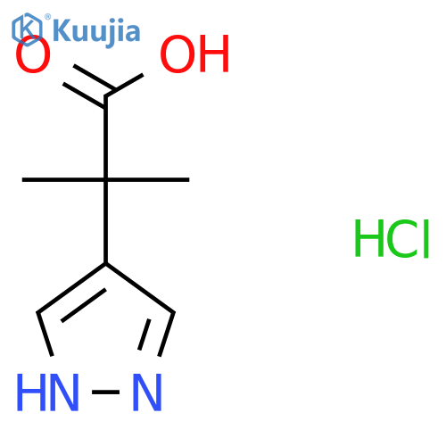 2-Methyl-2-(1H-pyrazol-4-yl)propanoic acid;hydrochloride structure
