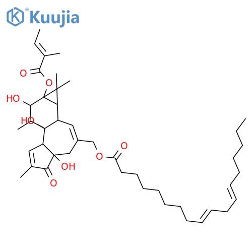 [(1aR,1bS,4aR,7aS,7bS,8R,9R,9aS)-4a,7b,9-trihydroxy-1,1,6,8-tetramethyl-9a-{[(2E)-2-methylbut-2-enoyl]oxy}-5-oxo-1a,1b,4,4a,5,7a,7b,8,9,9a-decahydro-1H-cyclopropa[3,4]benzo[1,2-e]azulen-3-yl]methyl (9Z,12Z)-octadeca-9,12-dienoate structure