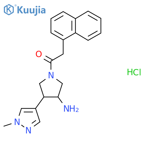 1-[3-amino-4-(1-methyl-1H-pyrazol-4-yl)pyrrolidin-1-yl]-2-(naphthalen-1-yl)ethan-1-one hydrochloride structure