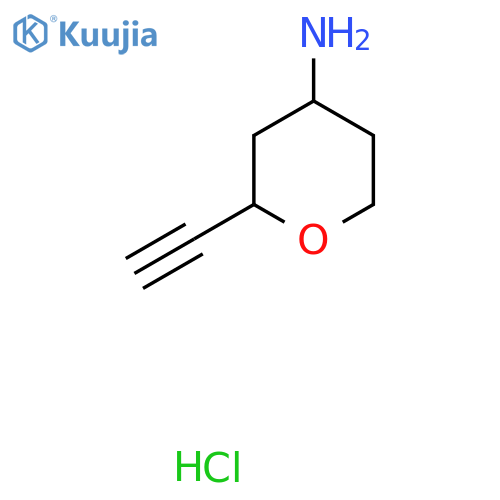 2-ethynyloxan-4-amine hydrochloride, Mixture of diastereomers structure