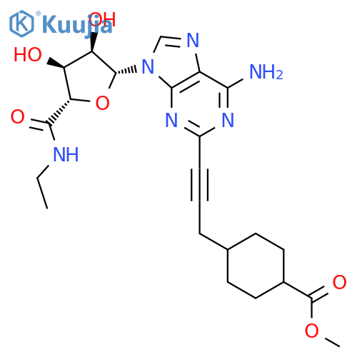 Cyclohexanecarboxylicacid, 4-[3-[6-amino-9-(N-ethyl-b-D-ribofuranuronamidosyl)-9H-purin-2-yl]-2-propyn-1-yl]-, methyl ester,trans- structure