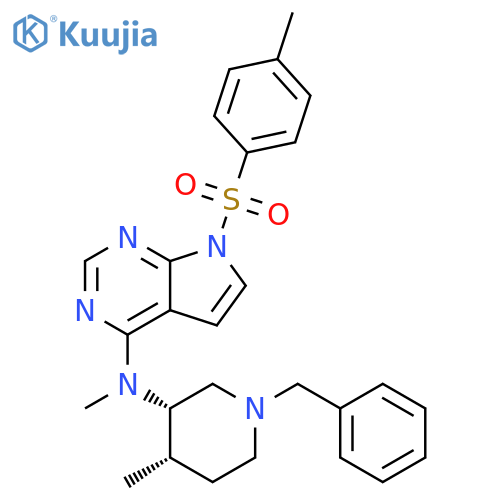 N-((3S,4S)-1-Benzyl-4-methylpiperidin-3-yl)-N-methyl-7-tosyl-7H-pyrrolo2,3-dpyrimidin-4-amine structure