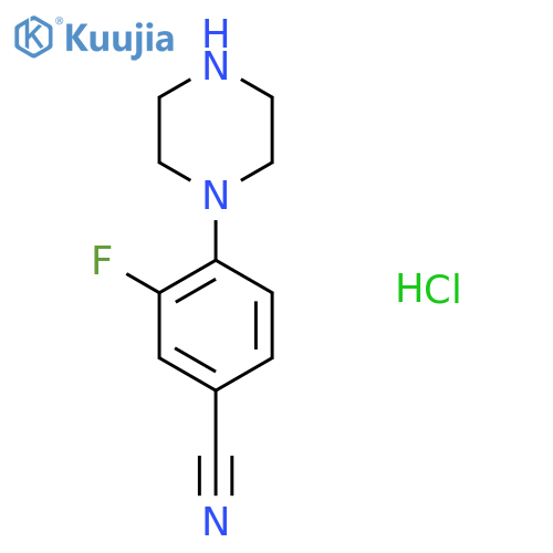 3-Fluoro-4-piperazin-1-ylbenzonitrile;hydrochloride structure
