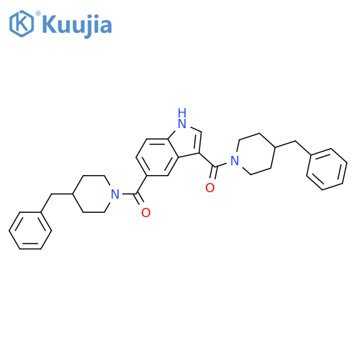 Piperidine, 1,1'-(1H-indole-3,5-diyldicarbonyl)bis[4-(phenylmethyl)- structure