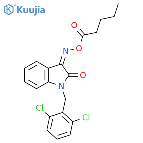 [(Z)-[1-[(2,6-Dichlorophenyl)methyl]-2-oxoindol-3-ylidene]amino] pentanoate structure