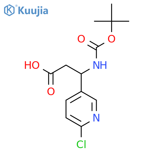 3-((tert-Butoxycarbonyl)amino)-3-(6-chloropyridin-3-yl)propanoic acid structure