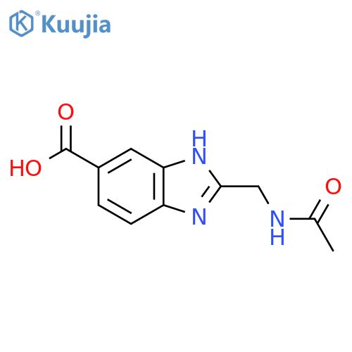 2-(acetamidomethyl)-1H-1,3-benzodiazole-5-carboxylic acid structure