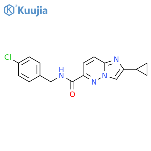 N-[(4-chlorophenyl)methyl]-2-cyclopropylimidazo[1,2-b]pyridazine-6-carboxamide structure