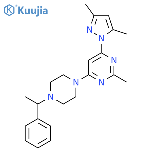 4-(3,5-dimethyl-1H-pyrazol-1-yl)-2-methyl-6-[4-(1-phenylethyl)piperazin-1-yl]pyrimidine structure