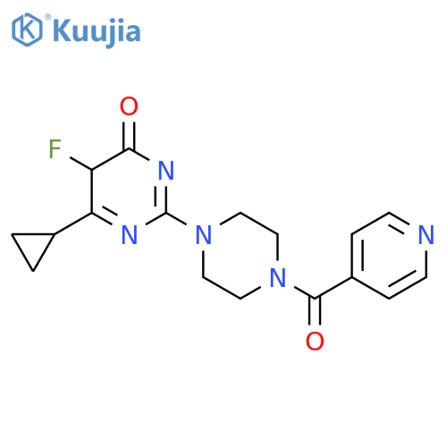 6-Cyclopropyl-5-fluoro-2-[4-(pyridine-4-carbonyl)piperazin-1-yl]-3,4-dihydropyrimidin-4-one structure