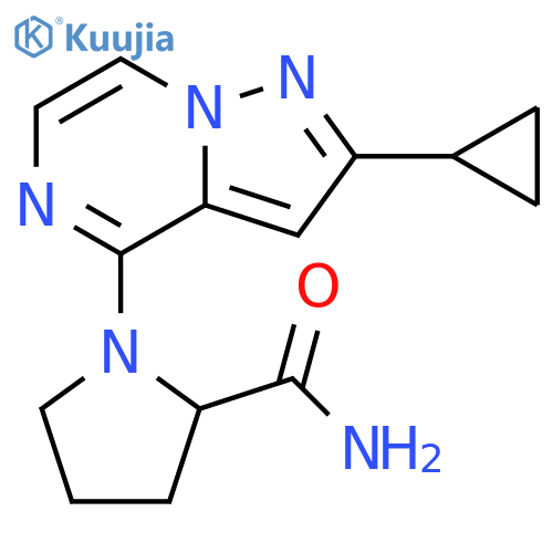 1-{2-cyclopropylpyrazolo[1,5-a]pyrazin-4-yl}pyrrolidine-2-carboxamide structure