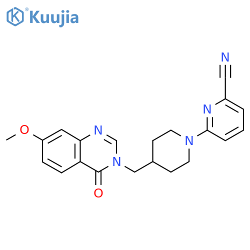 6-{4-[(7-Methoxy-4-oxo-3,4-dihydroquinazolin-3-yl)methyl]piperidin-1-yl}pyridine-2-carbonitrile structure