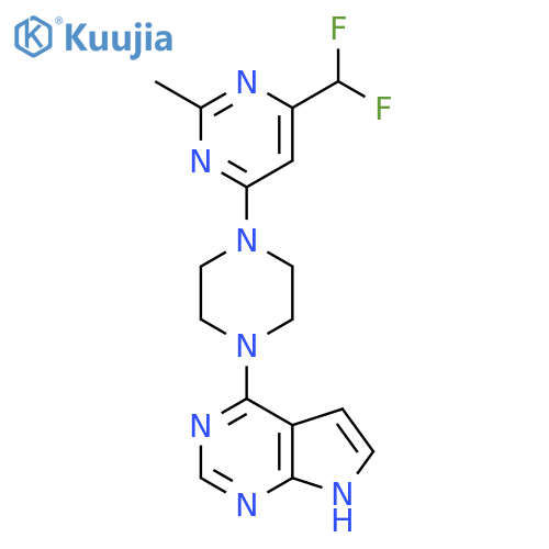 4-(difluoromethyl)-2-methyl-6-(4-{7H-pyrrolo[2,3-d]pyrimidin-4-yl}piperazin-1-yl)pyrimidine structure