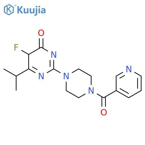 5-Fluoro-6-(propan-2-yl)-2-[4-(pyridine-3-carbonyl)piperazin-1-yl]-3,4-dihydropyrimidin-4-one structure