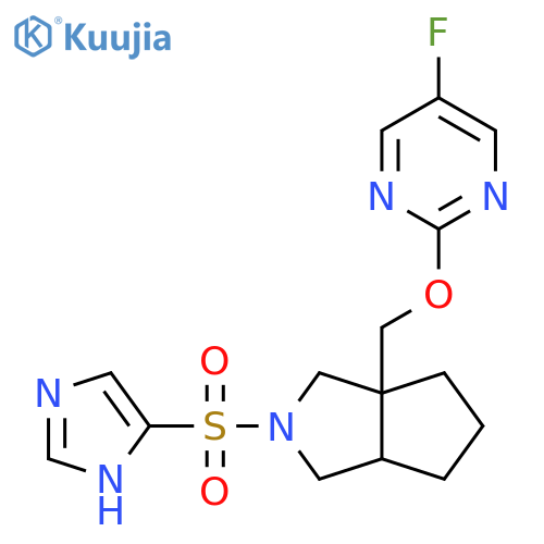 5-fluoro-2-{[2-(1H-imidazole-4-sulfonyl)-octahydrocyclopenta[c]pyrrol-3a-yl]methoxy}pyrimidine structure