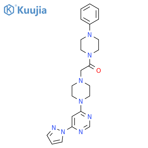 1-(4-phenylpiperazin-1-yl)-2-{4-[6-(1H-pyrazol-1-yl)pyrimidin-4-yl]piperazin-1-yl}ethan-1-one structure