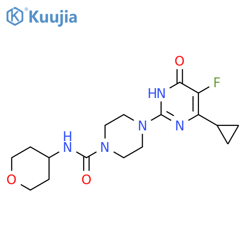 4-(4-cyclopropyl-5-fluoro-6-oxo-1,6-dihydropyrimidin-2-yl)-N-(oxan-4-yl)piperazine-1-carboxamide structure