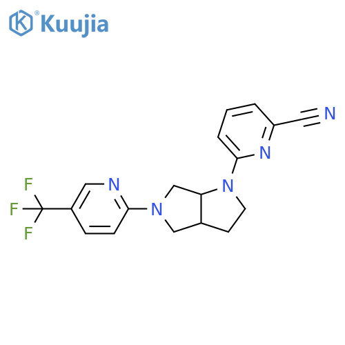 6-{5-[5-(trifluoromethyl)pyridin-2-yl]-octahydropyrrolo[3,4-b]pyrrol-1-yl}pyridine-2-carbonitrile structure